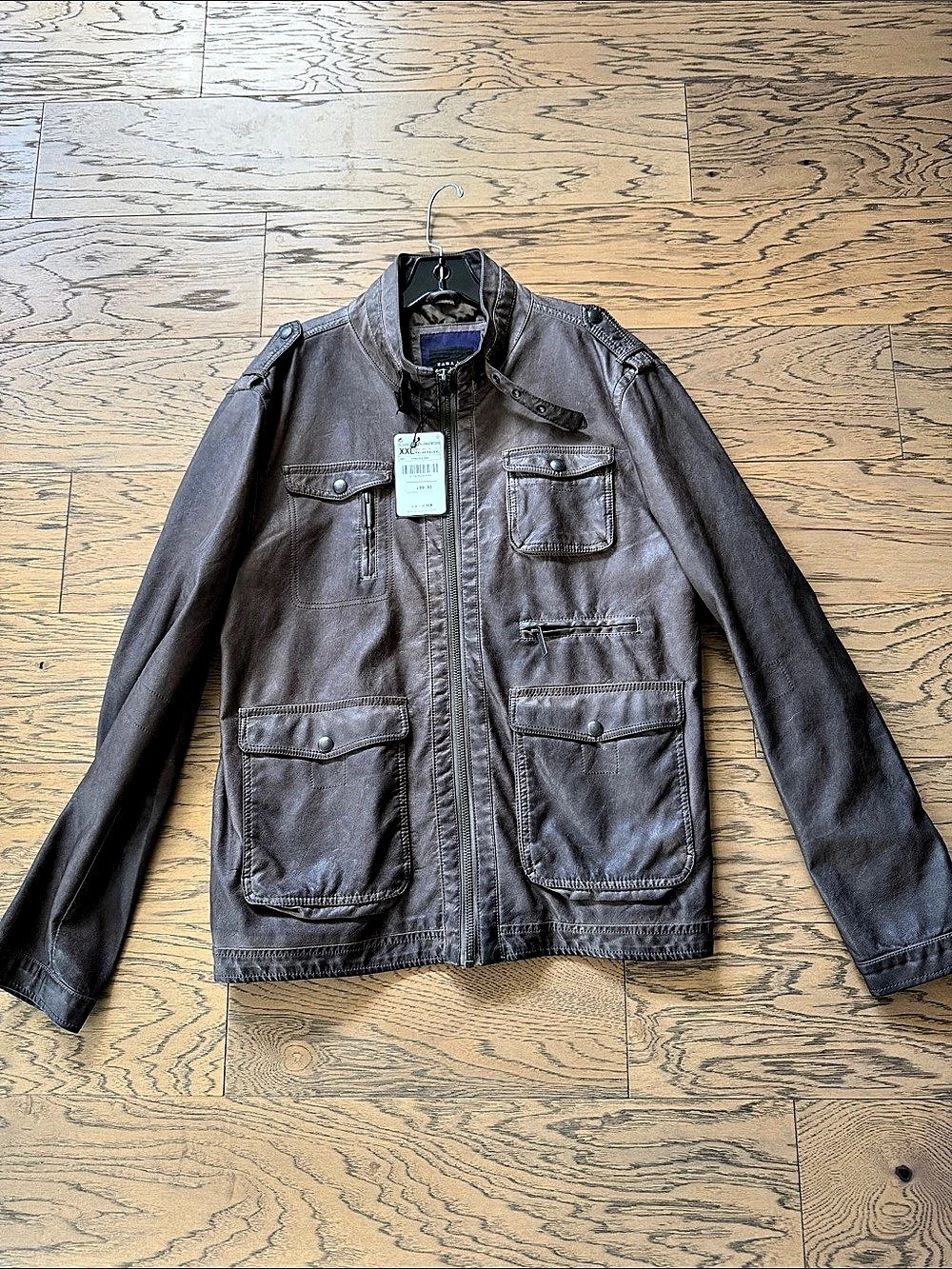 Zara Man Zara Faux Leather Moto Jacket Faux Leather Moto Jacket Men's Brown XXL